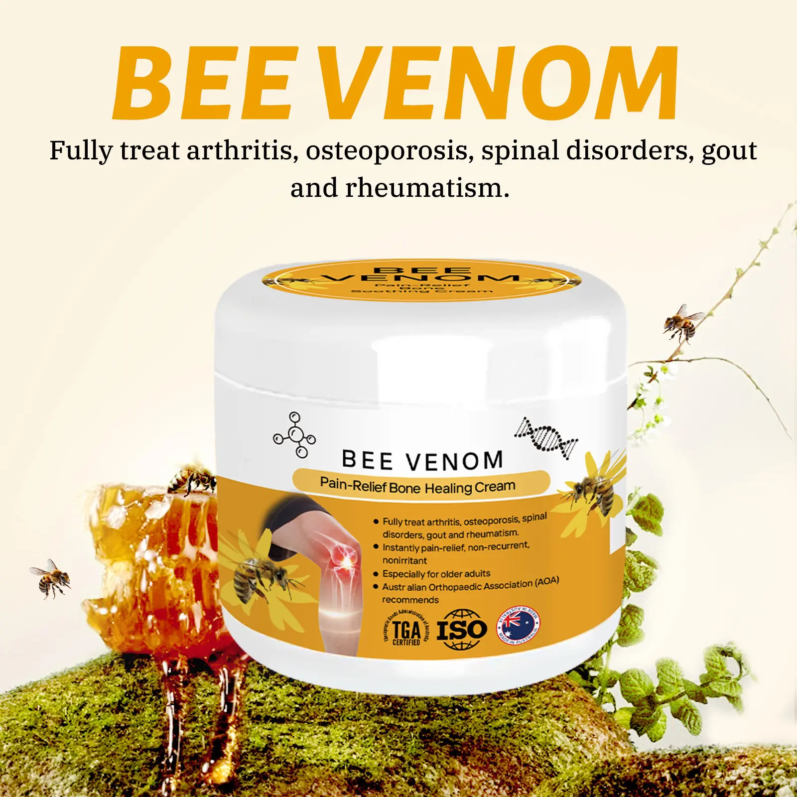 Bee venom joint care creamBee venom joint knee lumbar care cream Moisturizer Hydrating blunies  deodorant sexy  pink Moisture Comfort Cosmetic Lotions