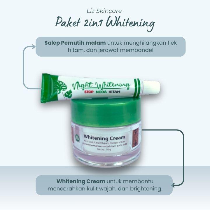 Liz Skincare Paket 2 in 1 Pemutih Malam (KPM) - Cream Pemutih Siang Malam ( Salep Penghilang Flek Hitam ) Wajah Pencerah 1