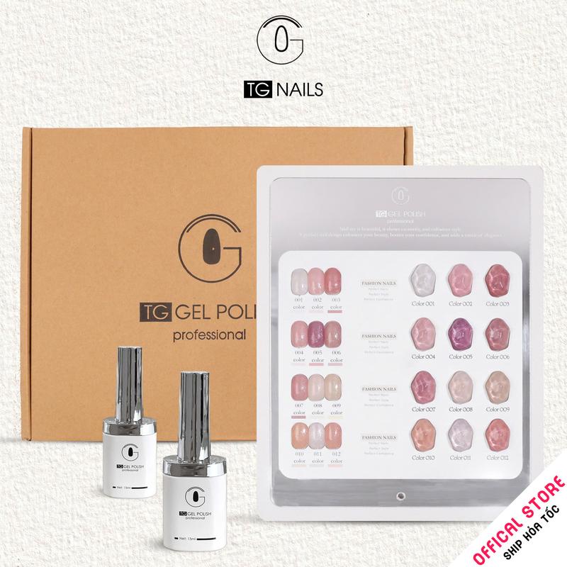 Set sơn gel 12 màu thạch nhũ TG kèm bảng màu cọ tròn