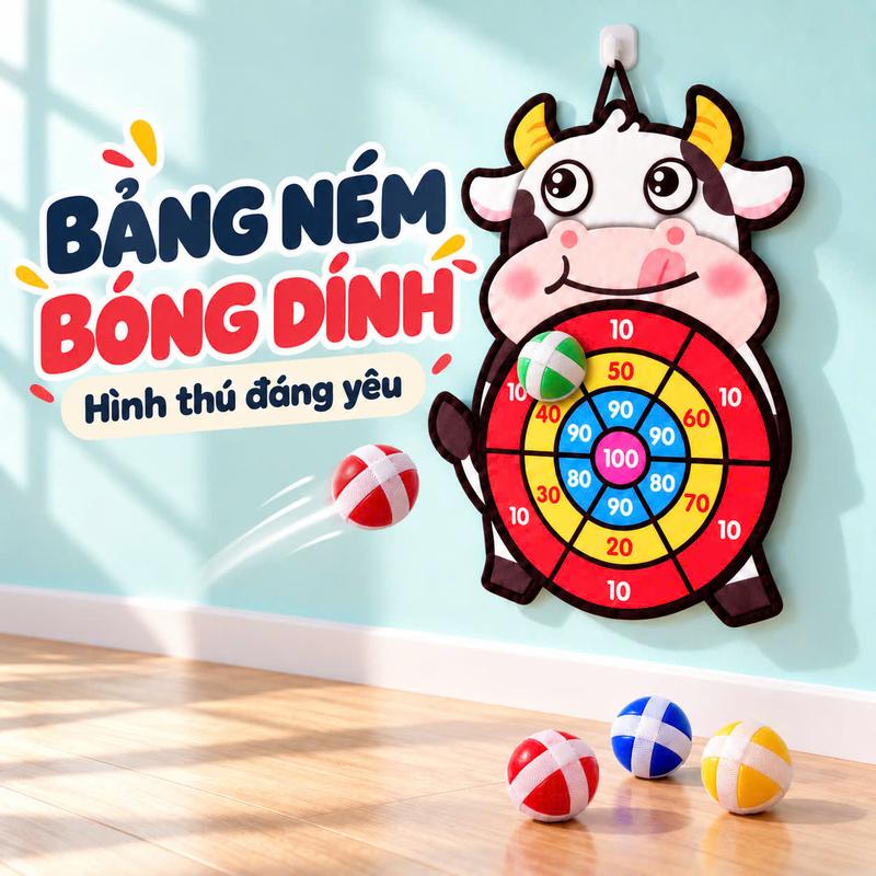 Ném Bóng Dính, Bảng Phi Tiêu Bóng Ném Dính Rèn Luyện Tính Tập Trung Cho Bé Kèm 3 Bóng