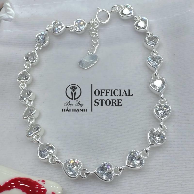 Lắc tay nữ bạc ta bản full tim đá kiểu dáng nhẹ nhàng tinh tế làm quà tặng Bạc Đẹp Hải Hạnh HHJ