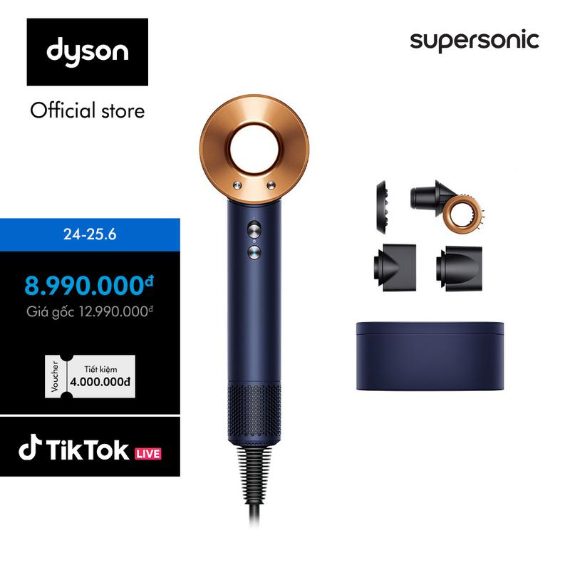 [20H 25.6: Livestream Dyson] Máy Sấy Tóc Dyson Supersonic HD15 (Xanh Phổ/Vàng Đồng)