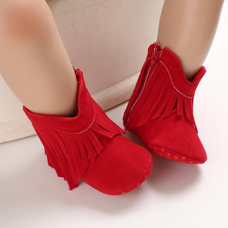 Product Introduction of Autumn and Winter Classic Tassel Baby Boots for Infants and Toddlers Soft Sole Warm Learning Shoes 30