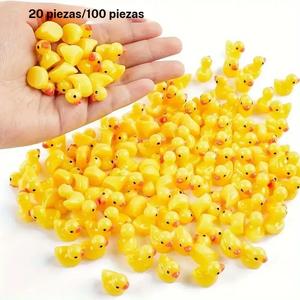 Mini estatua de pato, set de 100 piezas de figuritas de resina lindas para jardín en miniatura, acuario, decoración del hogar, juegos de fiesta, adornos de oficina lindos