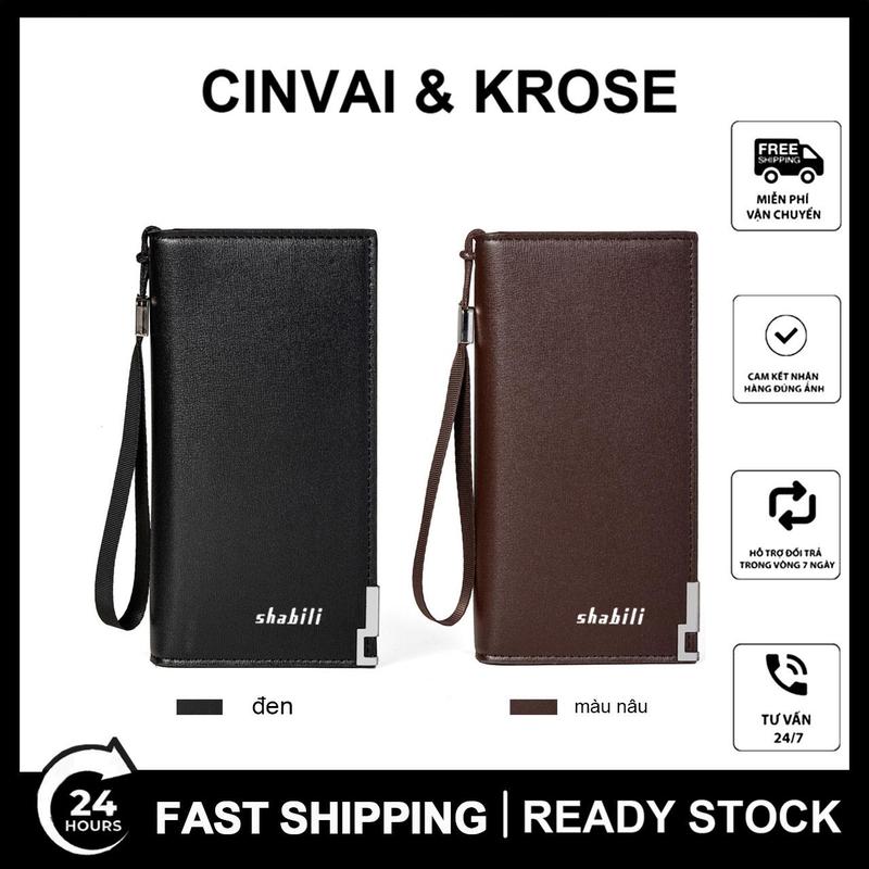 SHABILI Ví nam,Ví Dài Có Khóa Kéo Cho Nam, Túi Đựng Điện Thoại, Túi Xách Sức Chứa Lớn, Túi Xách Đa Năng PU leather Clutch Wallet Nhiều Ngăn Hình Chữ Nhật Nhung