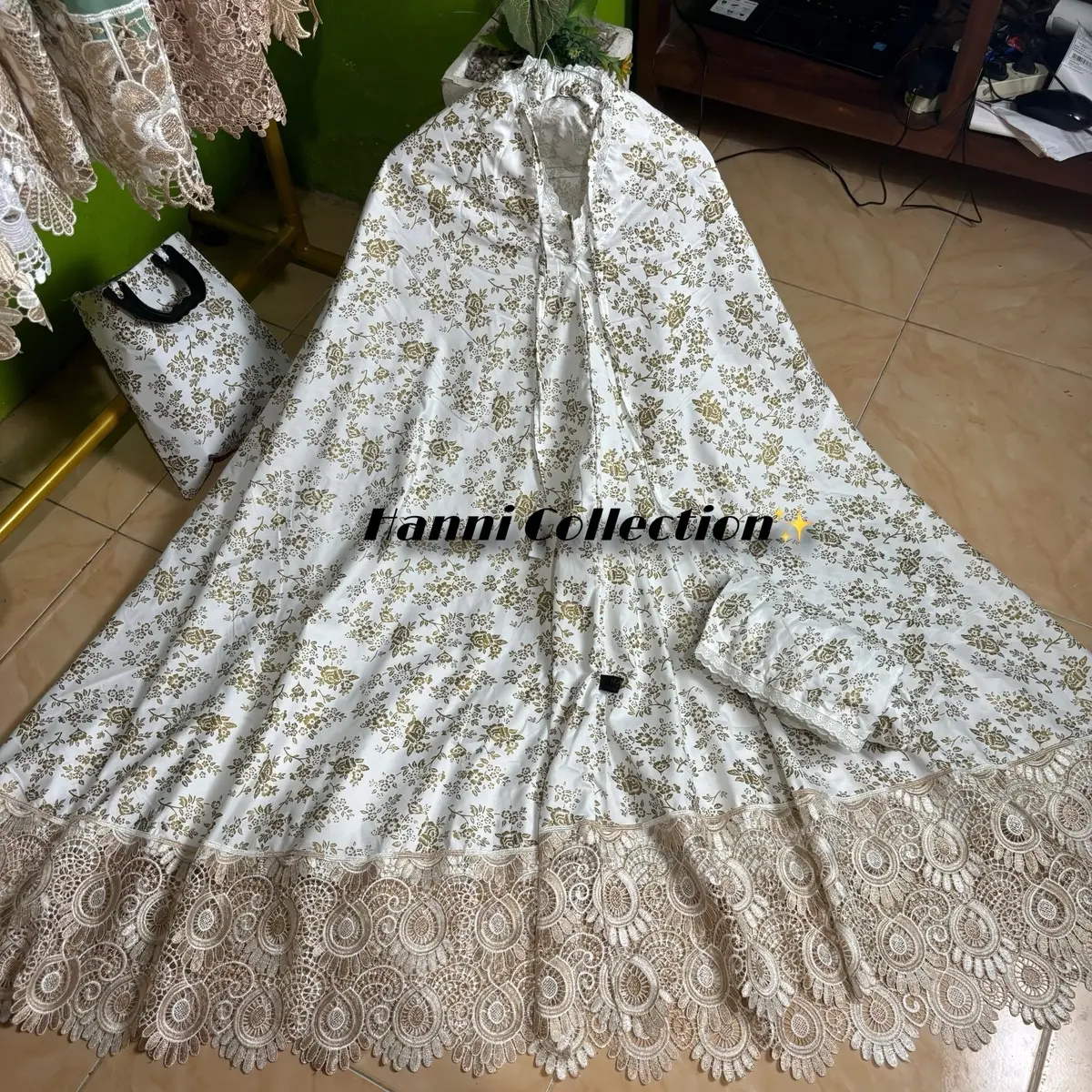 Mukena Dewasa Kain Katun Foil Mix Renda Mewah