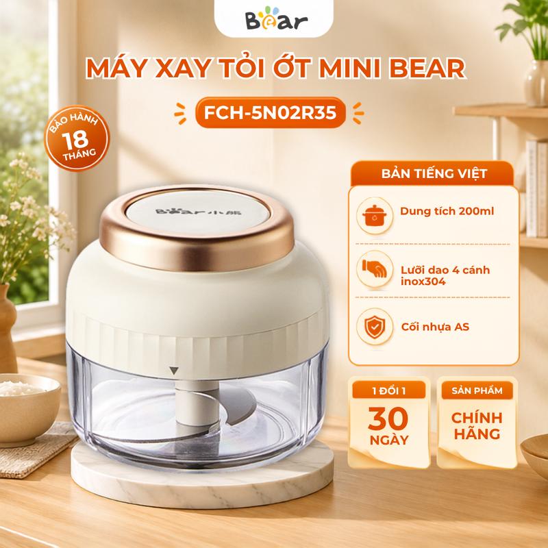 [LIVE] Máy Xay Tỏi Ớt Cầm Tay Mini Bear FCH-5N02R35, Dung Tích 200ml, Xay Tỏi Ớt Nhanh Chóng - Dễ Dàng, Cầm Tay Tiện Lợi, Dây Kéo Mượt - Êm, Bảo Hành 18 Tháng