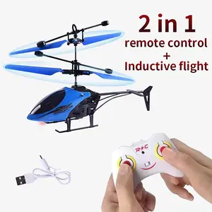 2 in 1 Remote-controlled Aircraft Helicopters Drones Made of Metal Infrared Sensing and Fall-resistant and Durable Helicopters Gifts for Boys and Girls Children's Toys to Practice Remote-control and Sensing Kontrol Pesawat Anak Hadiah Terbang Mesin Mainan