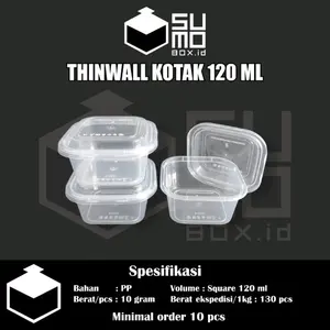 [1 PAK ISI 25 PCS] Thinwall Square Mini 120ml / Kotak Plastik Kecil Wadah Dessert Puding