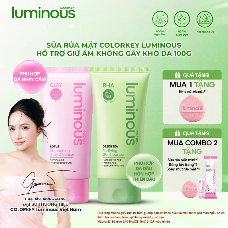 Sữa Rửa Mặt Colorkey Luminous Phiên Bản Mới Giúp Làm Sạch, Hỗ Trợ Giữ Ẩm Hạn Chế Khô Da 100g