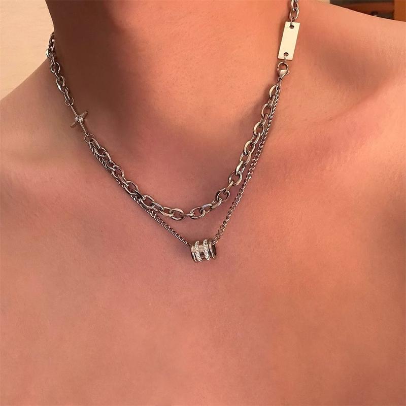  Vòng Cổ Mặt Dây Chuyền Mặt Tròn Đôi Thời Trang Và Đơn Giản Phong Cách Cổ Điển Cá Tính Trung Tính Hợp Xu hướng Hip-Hop Đồ Trang Sức Dây Chuyền Xương Đòn 