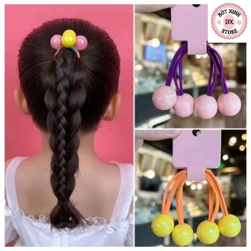  2 Dây Buộc Tóc Hạt Tròn Màu Kẹo phiên bản Hàn Quốc 