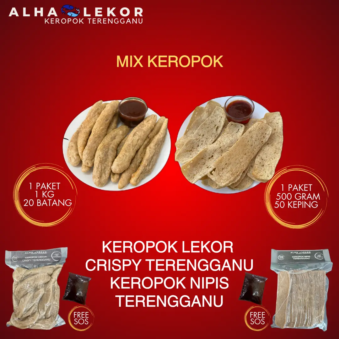 [4 FREE 1] Keropok Lekor Crispy & Keropok Nipis Terengganu - free sos
