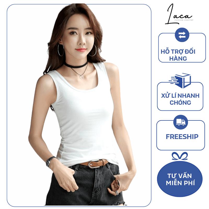  Áo ba lỗ sát nách form to lớn big size từ 38 tới 110kg chất thun gân tăm LACA STORE Nữ Nhung Women Top Kem 