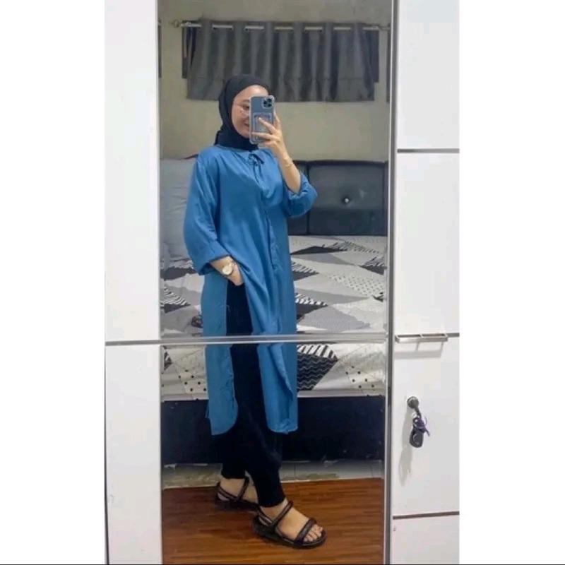 Marsya Dress Tunik Kancing Tangan Panjang Nyaman  Muslim Formal Airflow Atasan Casual 5