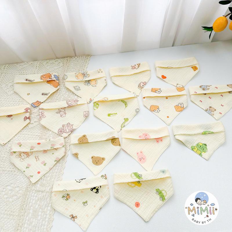 Combo 5 Yếm Tam Giác Xô Muslin 4 Lớp Quàng Cổ Mềm Mại Cho Bé Từ Sơ Sinh Đến 1 Tuổi Y54