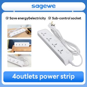 Bicu Soket Serbaguna, SAGEWE, Pemanjal Outlet, 4 Outlet, 10A, 250V, 2500W, Jalur Berbilang Fungsi, Pelbagai guna, Perlindungan Keselamatan, Penjimatan Tenaga & Elektrik, Keselamatan