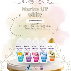 Marina Body Lotion UV White 92ml - 185ml - bundling marina 92ml + viva air mawar