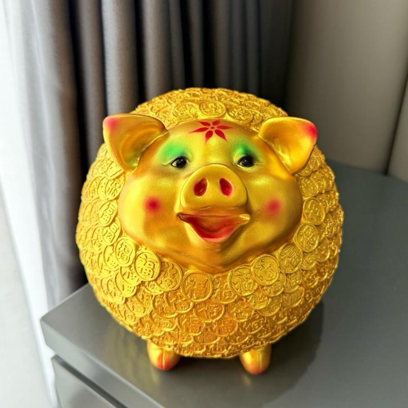 Heo Đất Tiết Kiệm Nhím Vàng Trang Trí Nội Thất Kích Thước 23x23x20cm Màu Vàng Đồng Ánh Nhũ Chất Liệu Thạch Cao Phủ Sơn Dầu Bóng Quà Tặng |Heo đất nhà tây