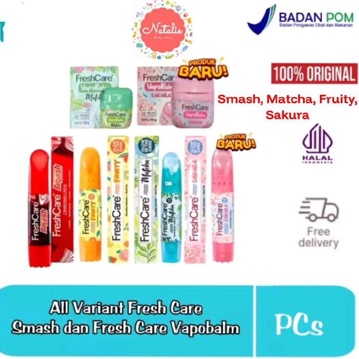 jual glutathione inhaler FRESHCARE Smash / Matcha / Fruity/Sakura Vapobalm Matcha 4in1 Double  Inhaler dan Roll On - smash di Natalie Baby Shop_new