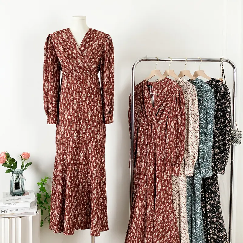 Early autumn new Korean chic outing floral chiffon dress - TikTok Shop  Singapore