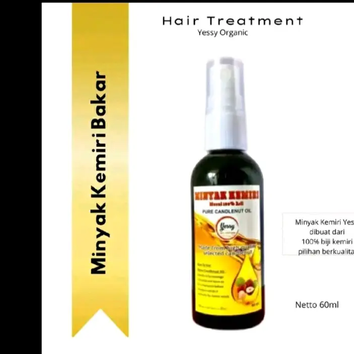 YESSY Minyak kemiri bakar 60ML Mengatasu Rambut Rontok, Penumbuh Rambut Botak , Rambut Lepek Berminyak