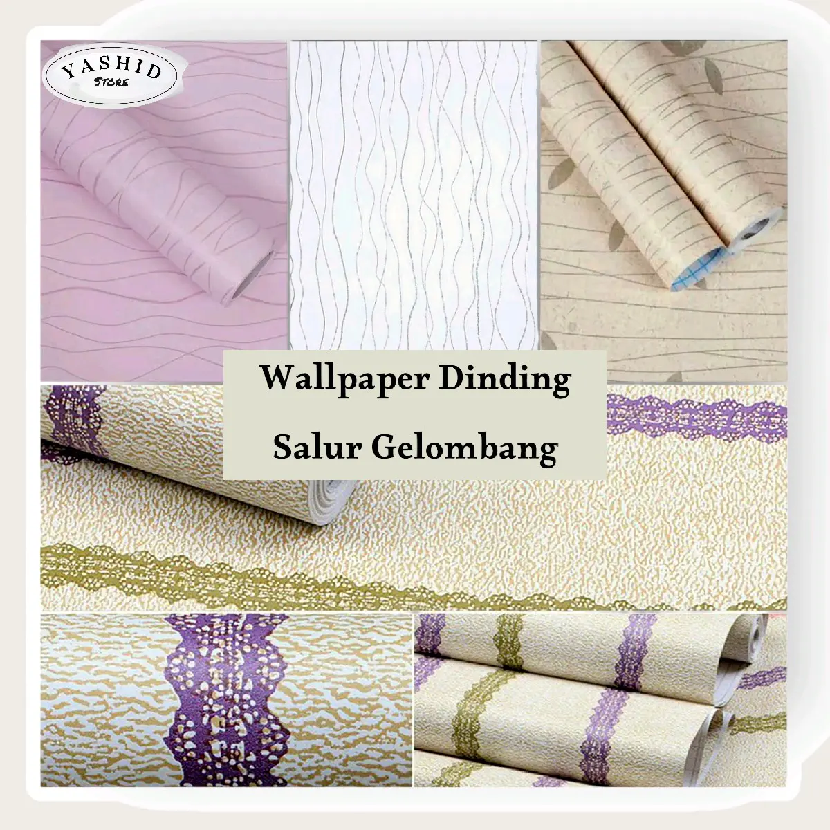 Wallpaper Dinding Kamar  Motif Salur Gelombang Pvc Kertas Stiker