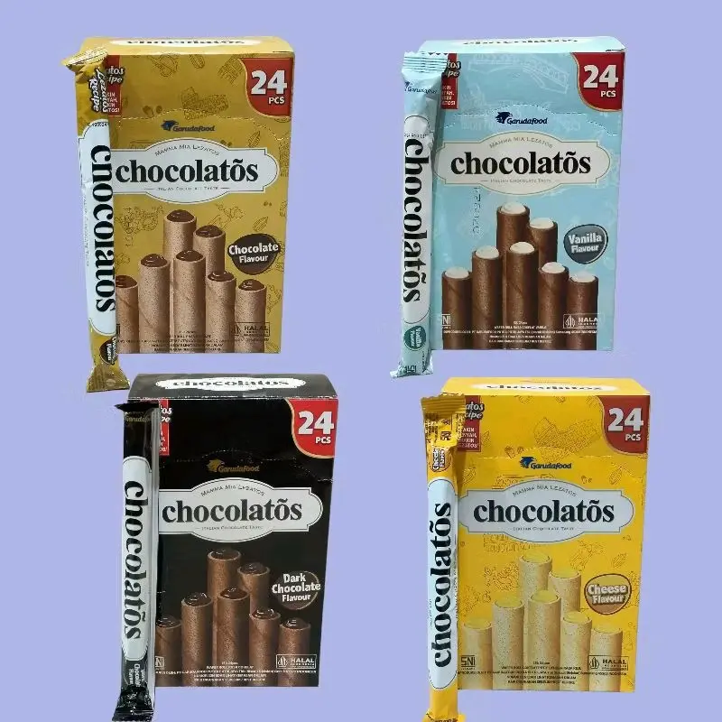 Chocolatos Long Stick Wafer Roll All Varian Isi 24 PCS/Box Camilan Coklat 0
