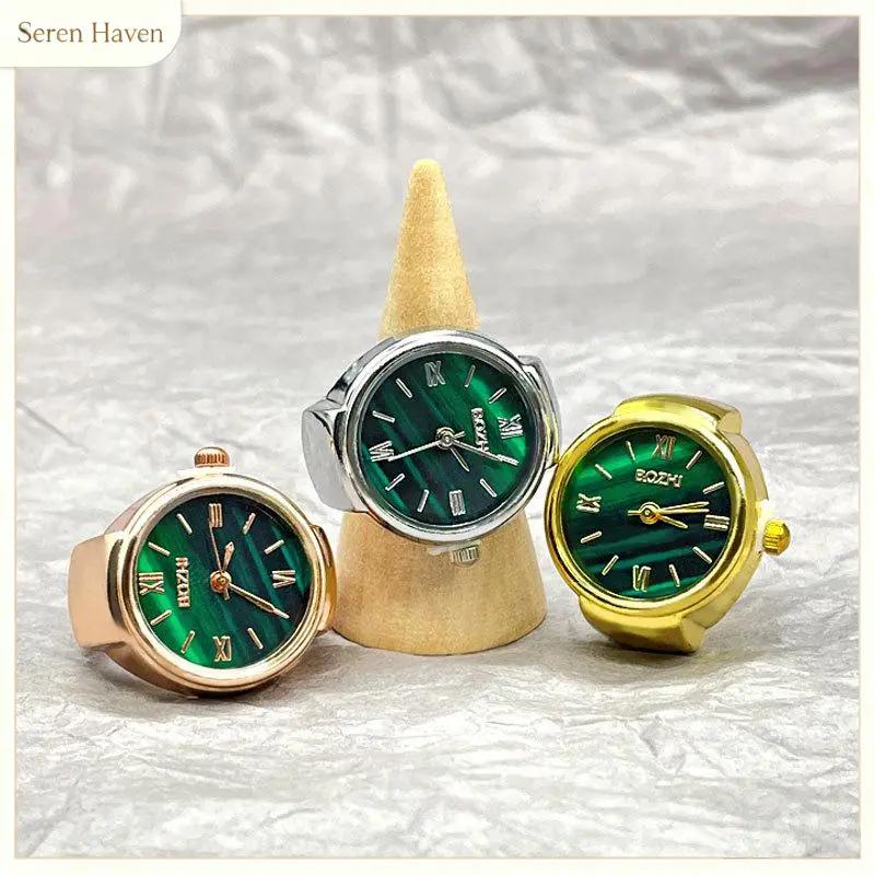 【Seren Haven】ngón tay bán nóng đồng hồ nhẫn sáng tạo phong trào phụ kiện thời trang Vintage đồng hồ thạch anh hợp kim người đàn ông phụ nữ quà tặng
