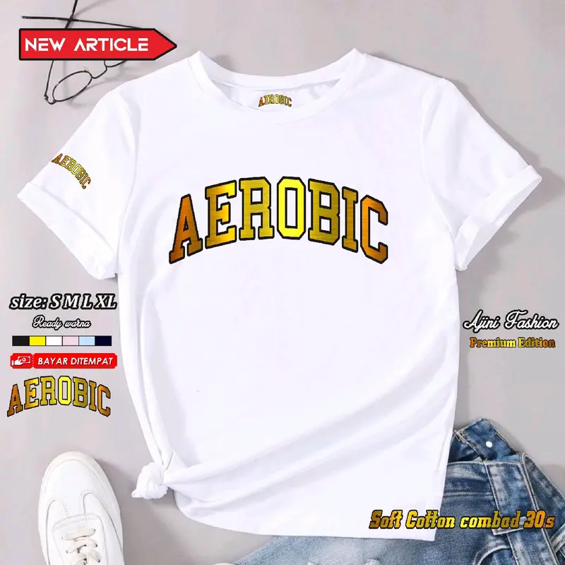 kaos aerobik baju atasan olahraga wanita terbaru kaos olahraga wanita kaos senam zumba atasan olah raga kaos aerobic katun combad 30s gold series Sport 6