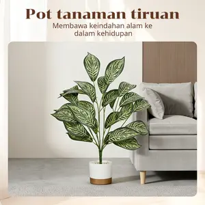 【COD 100% Aman】73.5CM Tanaman Hias Puring / Daun Puring Kuning dalam Pot Plastik – Dekorasi Sudut Rumah Penjelasan: Tanaman tiruan berkualitas, puring hijau dan kuning, hiasan murah untuk mempercantik ruangan.