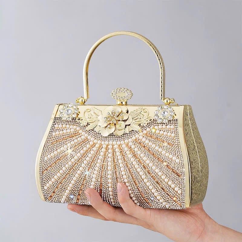 Túi xách quai kiềng hoa đá dự tiệc,Làm Sui tặng Mẹ sang trọng-Túi xách trung niên đi tiệc đính đá nhiều mẫu-Bag Đinh Nữ Hoa