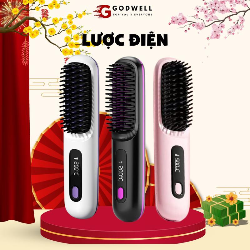 Lược Điện Chải Tóc Không Dây Ion Âm GODWELL Chăm Sóc Tóc Suôn Mượt Tạo Kiểu Dễ Dàng Mang Theo