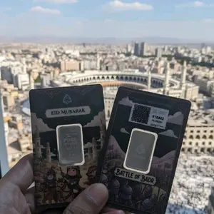 Perak Murni Batangan Silverium EID MUBARAK 5 gram, Kadar 99.9 % (Free Logam Mulia 0,001 g) BARANG READY TIDAK PO uang golden