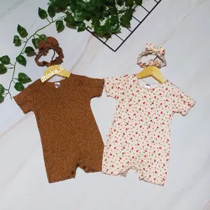 Setelan Jumper Baju Bayi Perempuan 3-18Bulan IVORY free Bandana bahan Katun Kaos