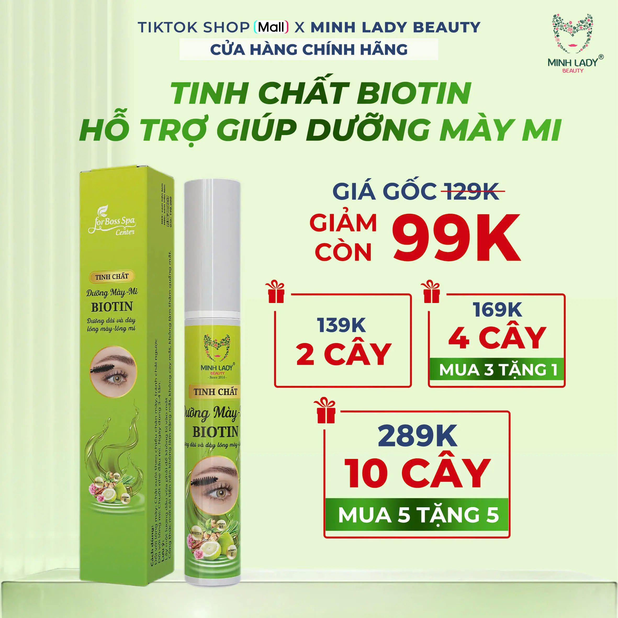 Tinh chất Biotin dưỡng Mày mi [129k/2c 159k/4cây (3 tặng 1)]  Minh Lady Mascara Cosmetic