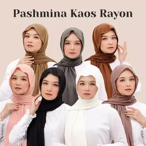 Paket Usaha 6 Pcs Pashmina Kaos Premium 50 Warna FREE Scrunchie
