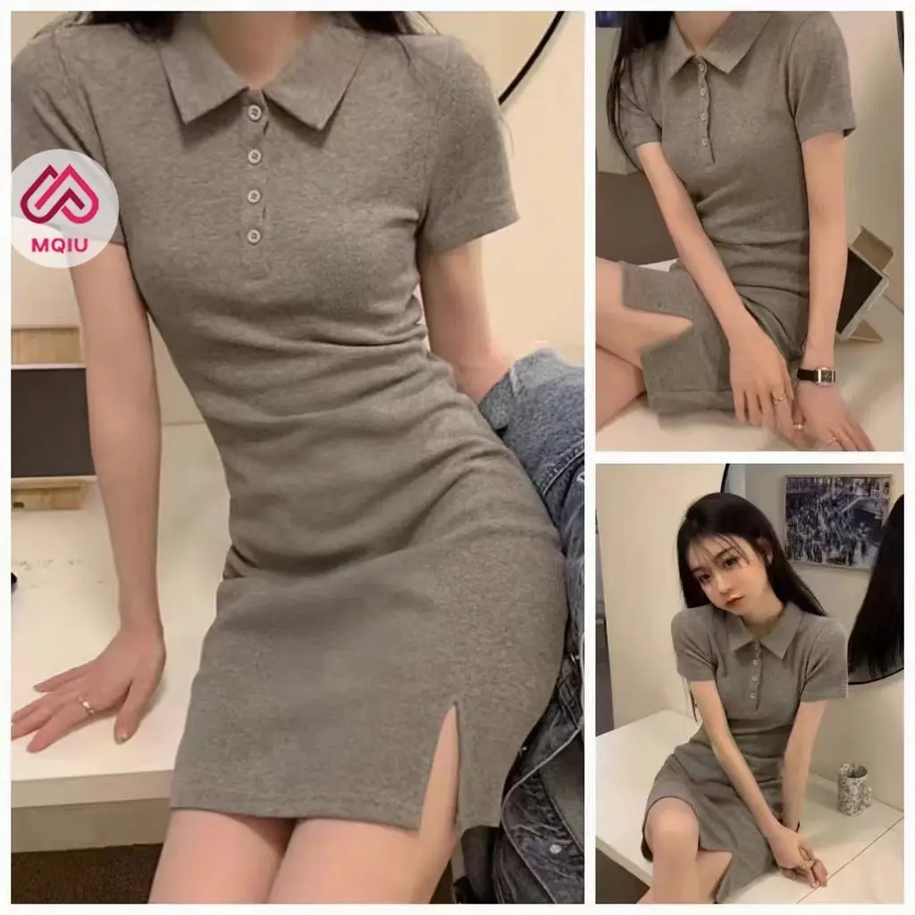 Dress Wanita Mini Korean Kerah Polo LT19