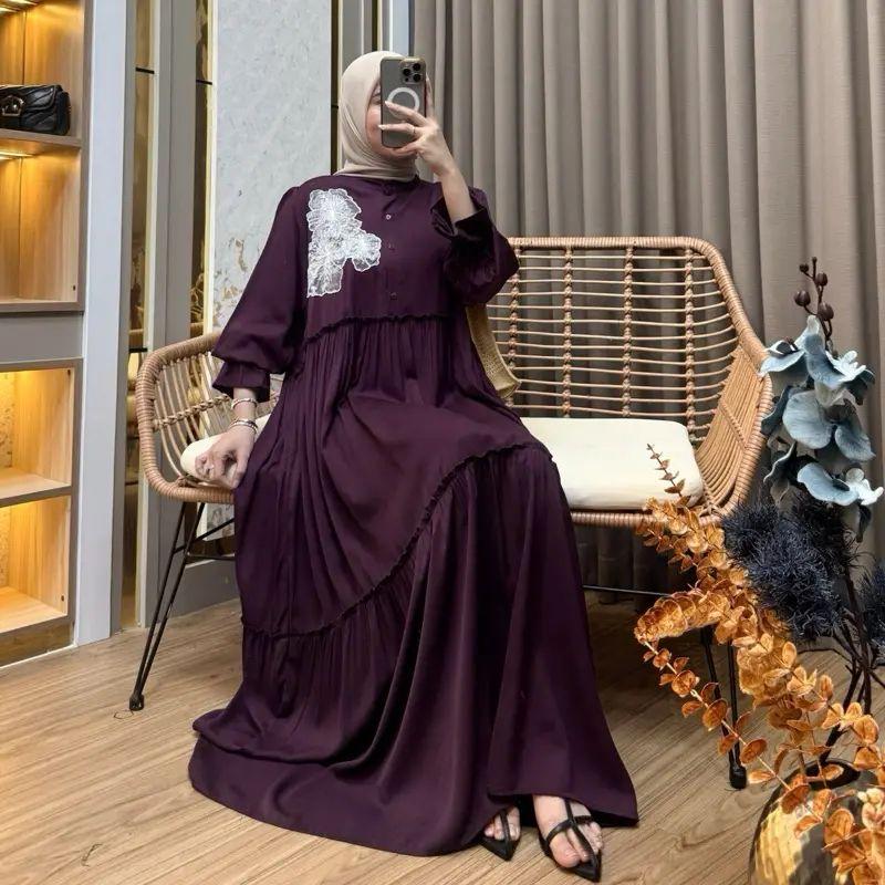 Syakira Bloom Gamis Rayon Twill Premium Dress Lebaran Terbaru