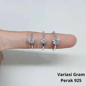 Cincin Soliter Mata 1 Variasi, Perak 925