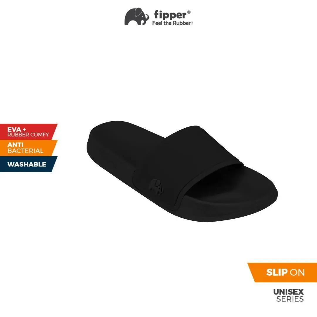 Fipper Slip On Non-Rubber for Unisex in Black Lightweight