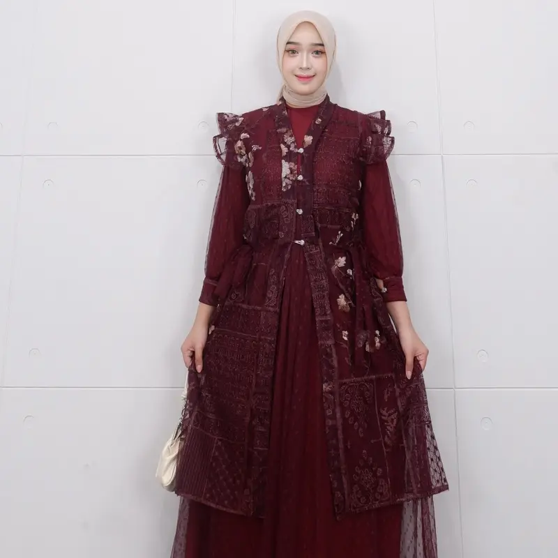 AIZA DRESS GAMIS WANITA MUSLIM KONDANGAN MEWAH TILE BORDIR BY QEEANA 4