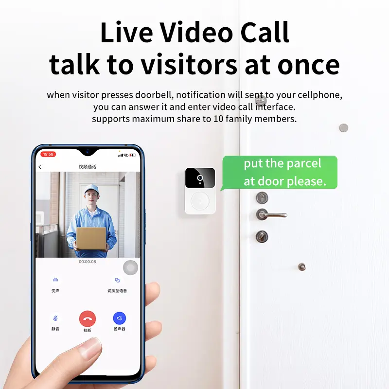 SINOVISION X9 Wireless bell camera IP66 waterproof bell rumah wireless WIFI doorbell bel 2