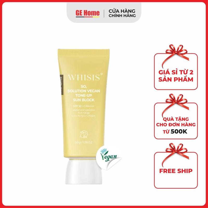  Kem chống nắng thuần chay Whisis 50+ Pa++++ nâng tông giữ ẩm lớp nền nhung mịn đẹp 
