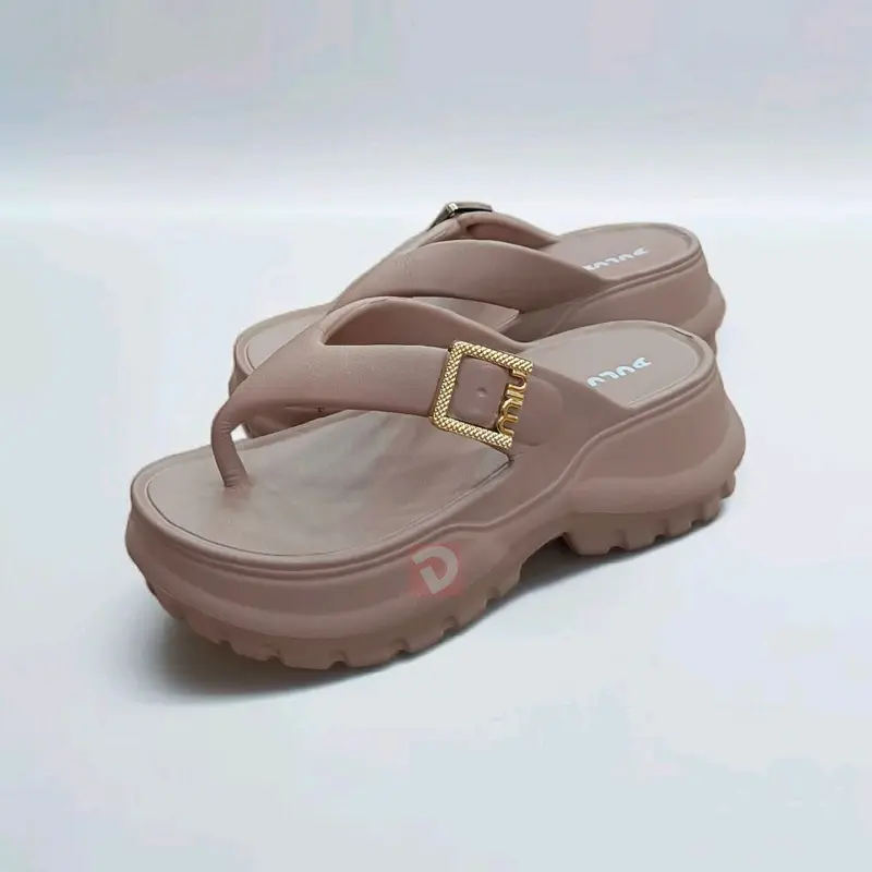 [Bisa COD] Sandal Jepit Wanita Model Kotak Emas Elegan Cocok Untuk Lebaran Idul Fitri Anti Slip Ringan Dipakai Dulux 693B Sendal Karet 2