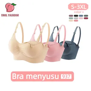 Bra Menyusui tanpa kawat Bh menyusui seamless Bra Wanita ibu hamil Cup besar jumbo Nursing Bra Premium Busa Sedang maternity bra Kait 3 breastfeeding bra Push up Kancing Depan bra 937 Bayi Bunda Katun Busui Bumil nylon Pink Merah