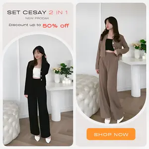 Casey Knit Set - Setelan Wanita Crop Cardi Karet & Celana Kulot Panjang Tebal Bahan Knit Premium Nyaman Stylish untuk Kesempatan Berbagai
