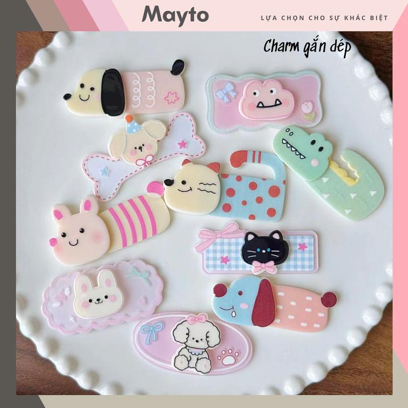 Sticker, Charm 3D chủ đề Động vật bán lẻ nhựa cứng DIY gắn Dép, Dép Sục, Cá Sấu Mayto JB-347