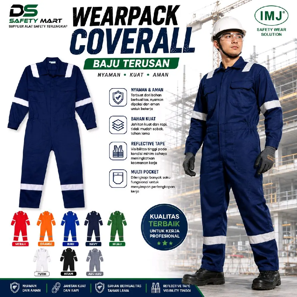 Wearpack Coverall IMJ Safety Baju Seragam Kerja Proyek M-2XL