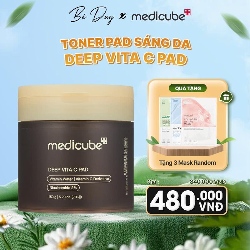 [Bé Duy x Medicube] Toner Hỗ Trợ Trắng Da Deep Vita C Pad 150g/ 70 miếng